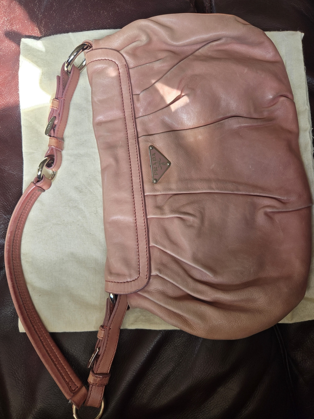 Prada Dusty Rose Leather Shoulder Bag